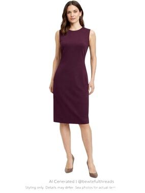 Theory Eggplant Purple Stretch Sheath Dress Size 6 Minimalist Chic